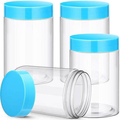 Patelai 10 oz round plastic jar with blue lid front view