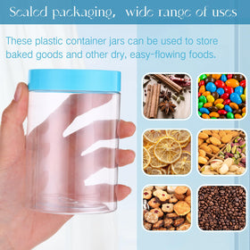 Patelai 10 oz round plastic jar with blue lid top view