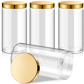 Patelai 32 oz round plastic jar with gold screw-on lid