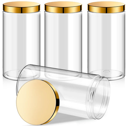 Patelai 32 oz round plastic jar with gold screw-on lid