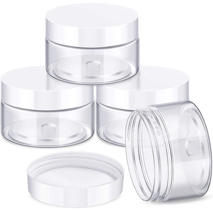 Patelai 4 pack of 1 ounce plastic jars with white lids