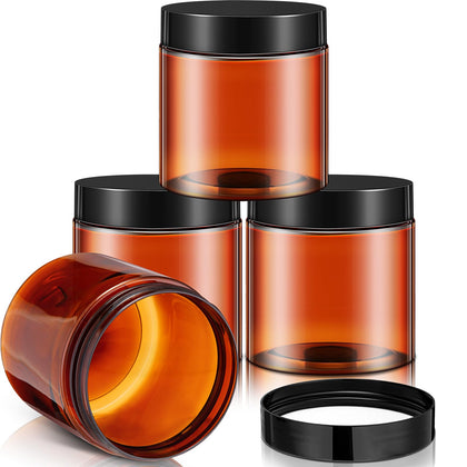 Patelai 4 pack of 8oz round plastic container jars with black lids