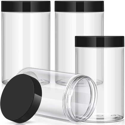 Patelai 4 Pack Round Plastic Jars 32oz with white lids