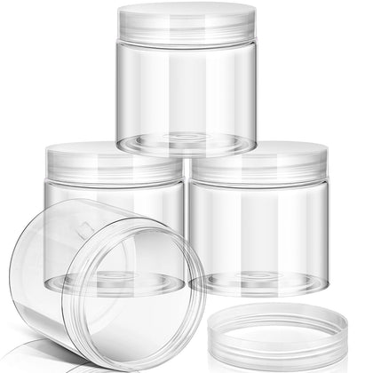 Patelai 4-Pack Round Wide-Mouth Plastic Jars with Lids