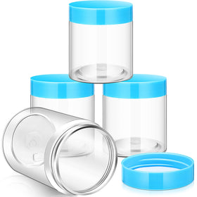Patelai 4-piece blue wide-mouth plastic jar set front view