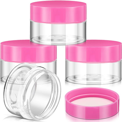 Patelai 4-piece round plastic jars with pink screw-on lids