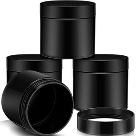Patelai 4 pieces black plastic storage jars with lids