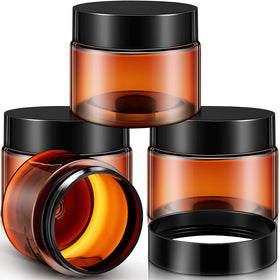 Patelai 4 pieces round plastic jars with black screw lids