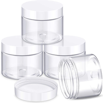 Patelai 4 pieces round plastic jars with lids front view