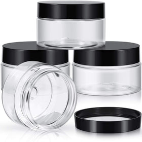 Patelai 4 round plastic jars front view with screw-on lids