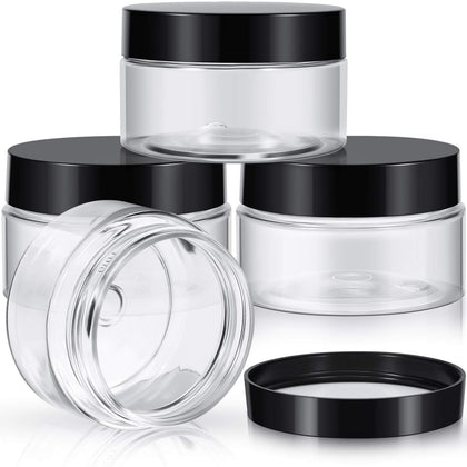Patelai 4 round plastic jars front view with screw-on lids