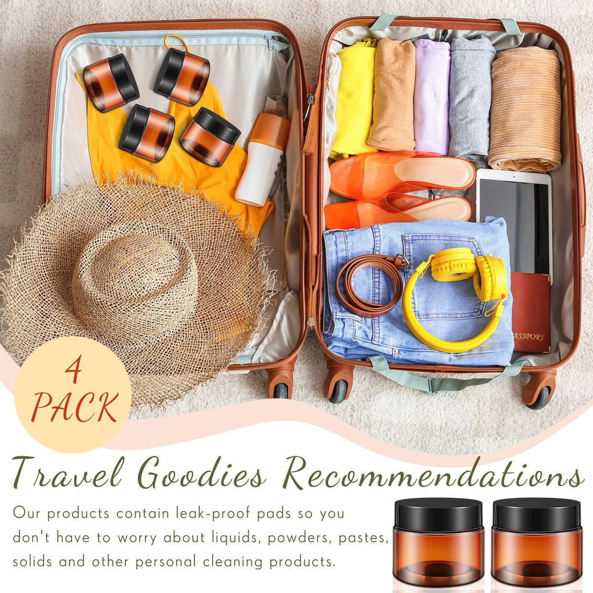 Patelai jars filled with beauty products, showcasing versatility