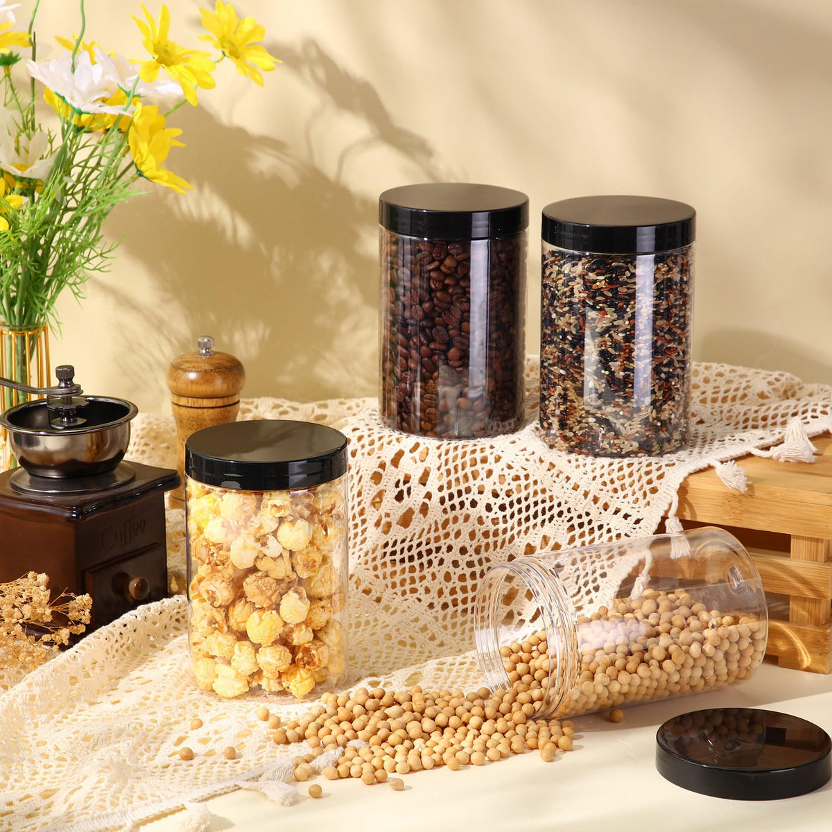 Patelai jars on a bathroom shelf with beauty items