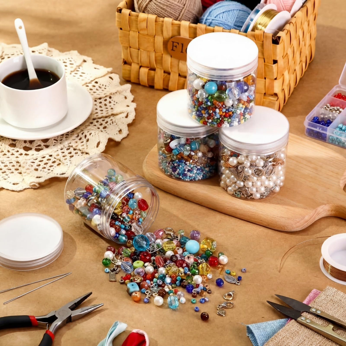 Patelai jars with various beauty products inside