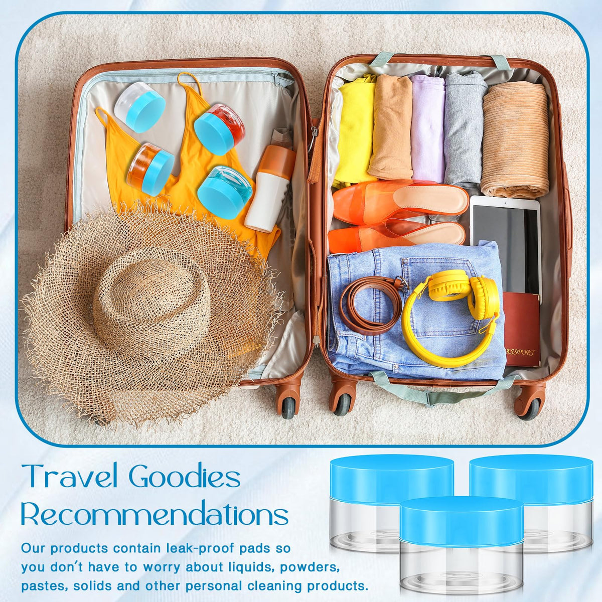 Patelai plastic containers in a travel bag for convenience