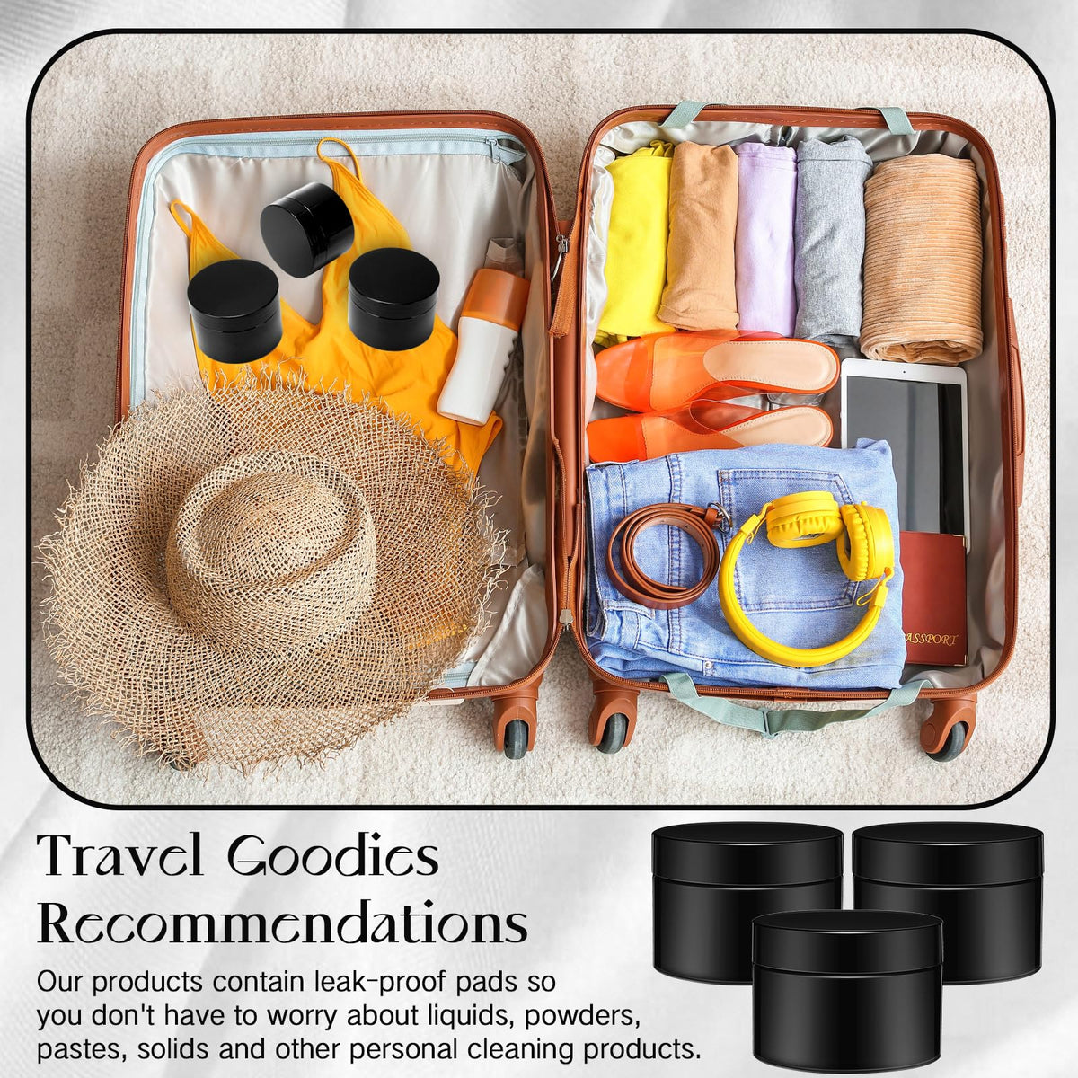 Patelai plastic jars in travel bag for storage