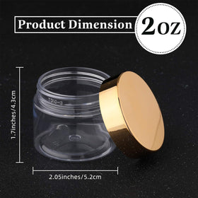 Patelai round plastic jar with gold lid, side view