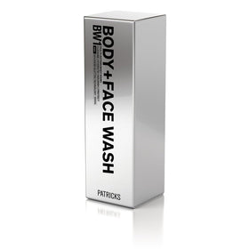 PATRICKS BW1 All-In-One Body & Face Wash packaging with luxurious design