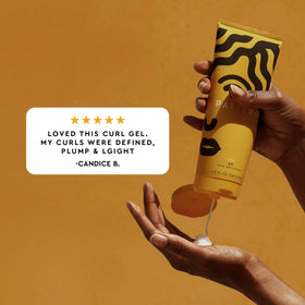 PATTERN Curl Gel 9.8 fl oz on a bathroom shelf