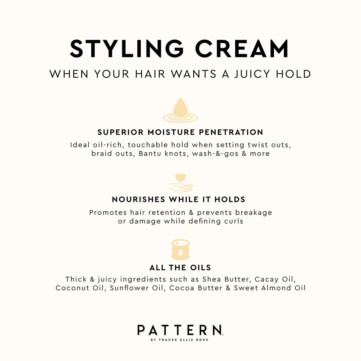 PATTERN Styling Cream 15 fl oz back view with ingredient list