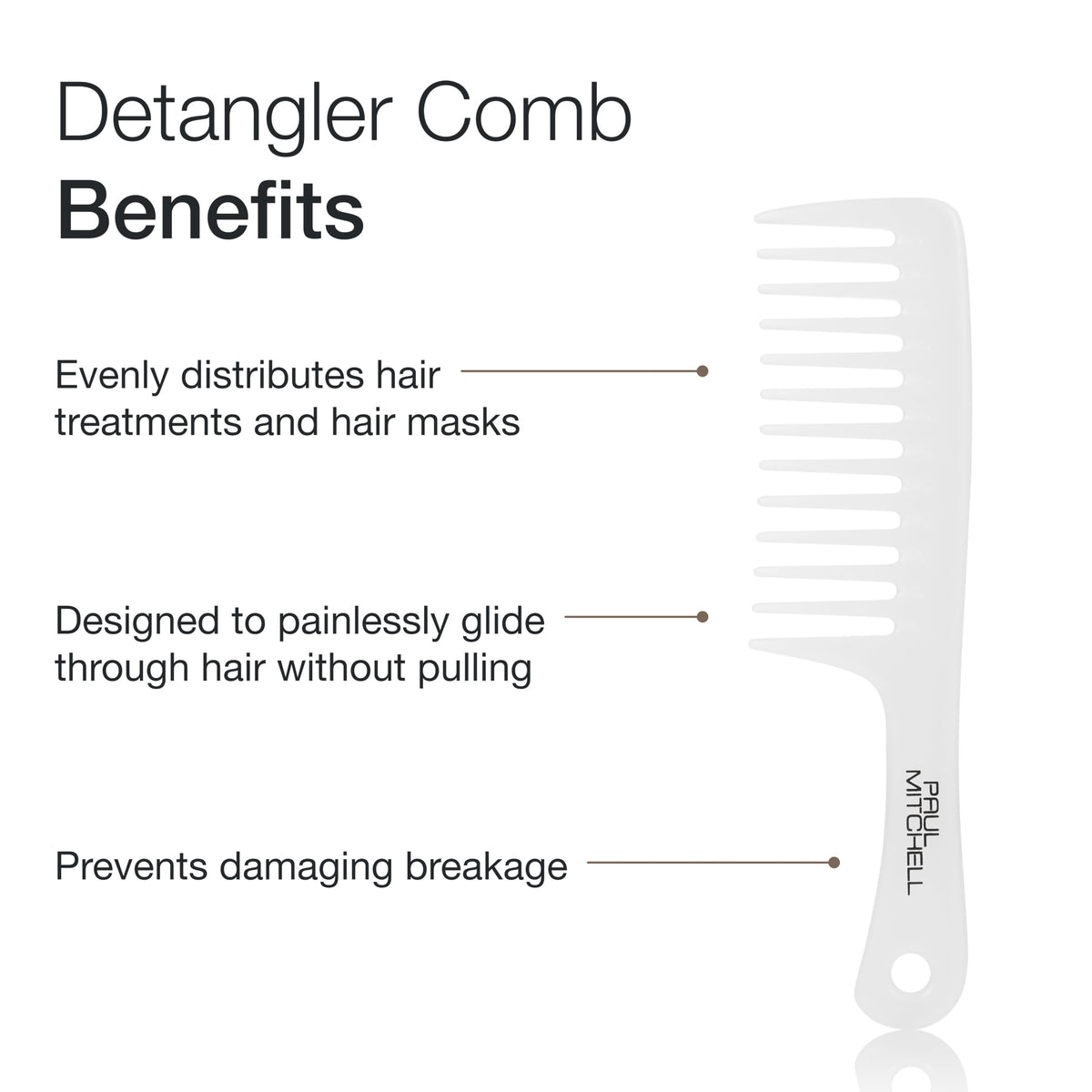 Paul Mitchell Detangler Comb side view showing wide teeth