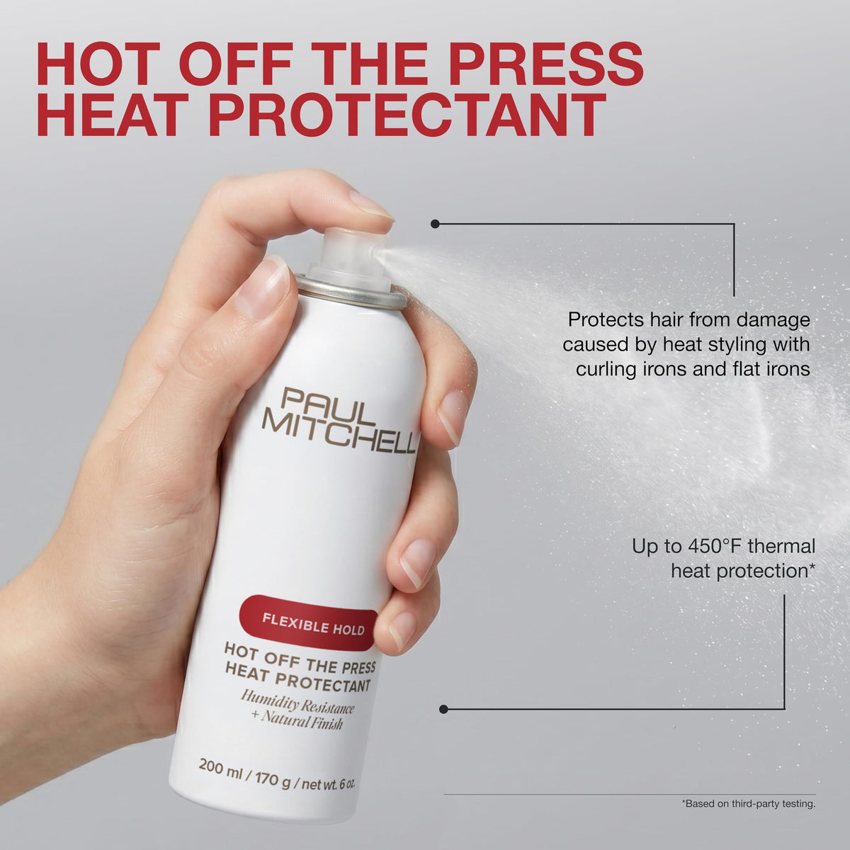 Paul Mitchell Heat Protectant Spray in a bathroom setting