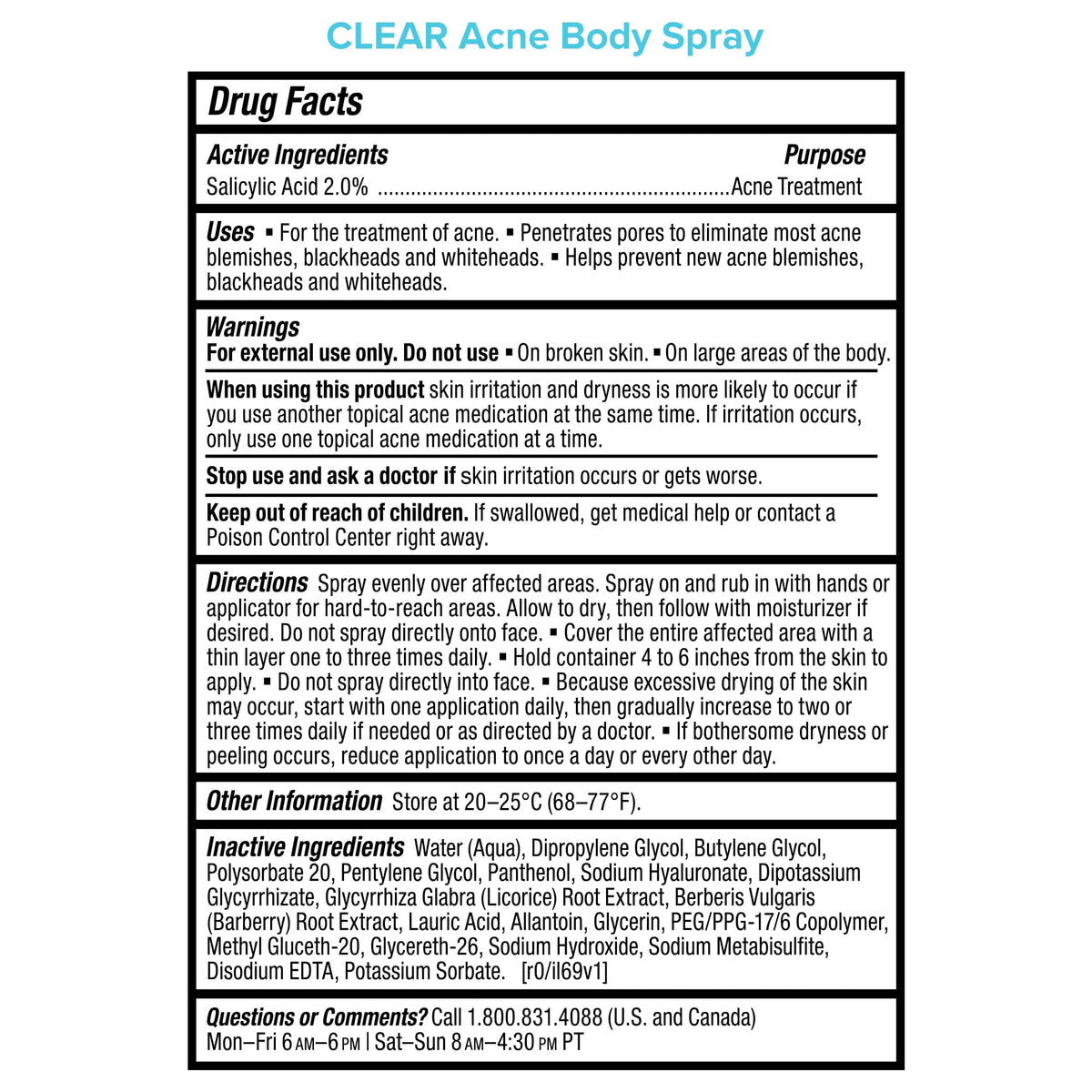 Paula's Choice CLEAR Salicylic Acid Exfoliating Body Acne Spray with packaging