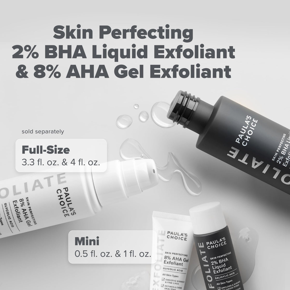 Paula's Choice exfoliant duo with ingredients list on display