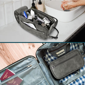 PAVILIA Toiletry Bag for Men close-up of PU leather texture