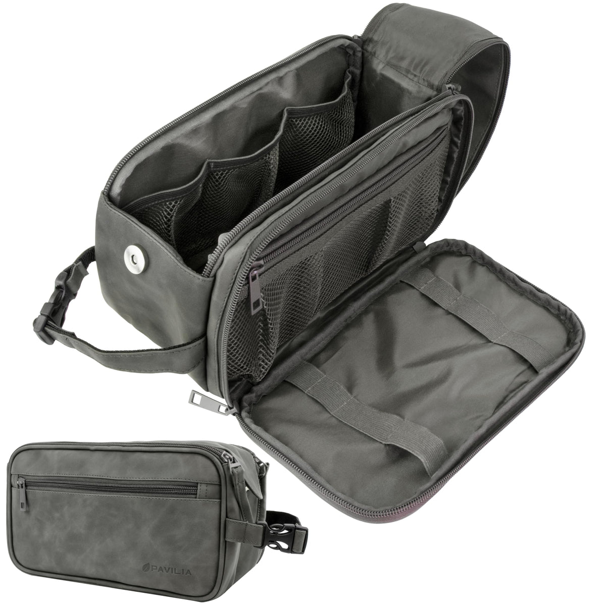 PAVILIA Toiletry Bag for Men dark grey front view