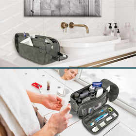 PAVILIA Toiletry Bag for Men packed with grooming essentials