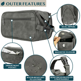 PAVILIA Toiletry Bag for Men side view with pockets