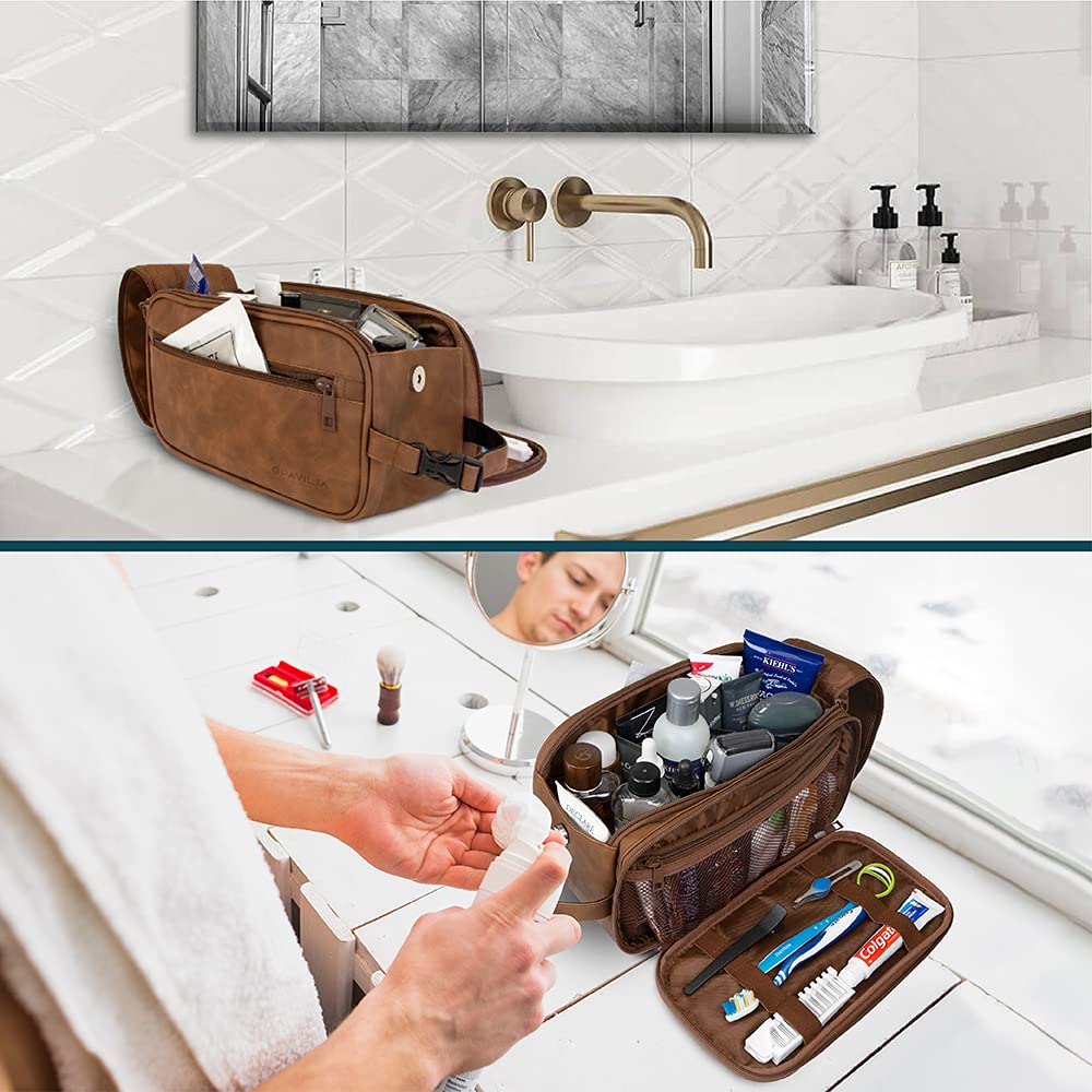 PAVILIA Toiletry Bag for Men water resistant material close-up