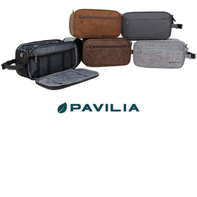 PAVILIA Toiletry Bag packed in a suitcase