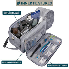 PAVILIA Toiletry Bag showing double zipper design