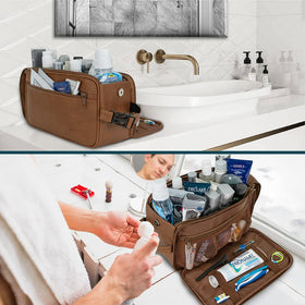 PAVILIA Toiletry Bag side view showing water-resistant material
