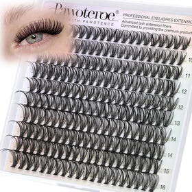 Pawotence Lash Clusters 200pcs front view with individual lashes