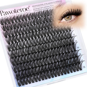Pawotence Lash Clusters 200pcs front view with various lash lengths