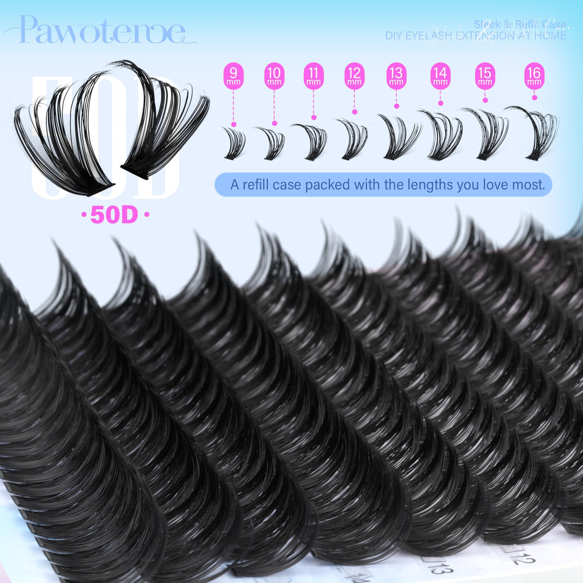 Pawotence Lash Clusters 200pcs with lash bond and seal brush