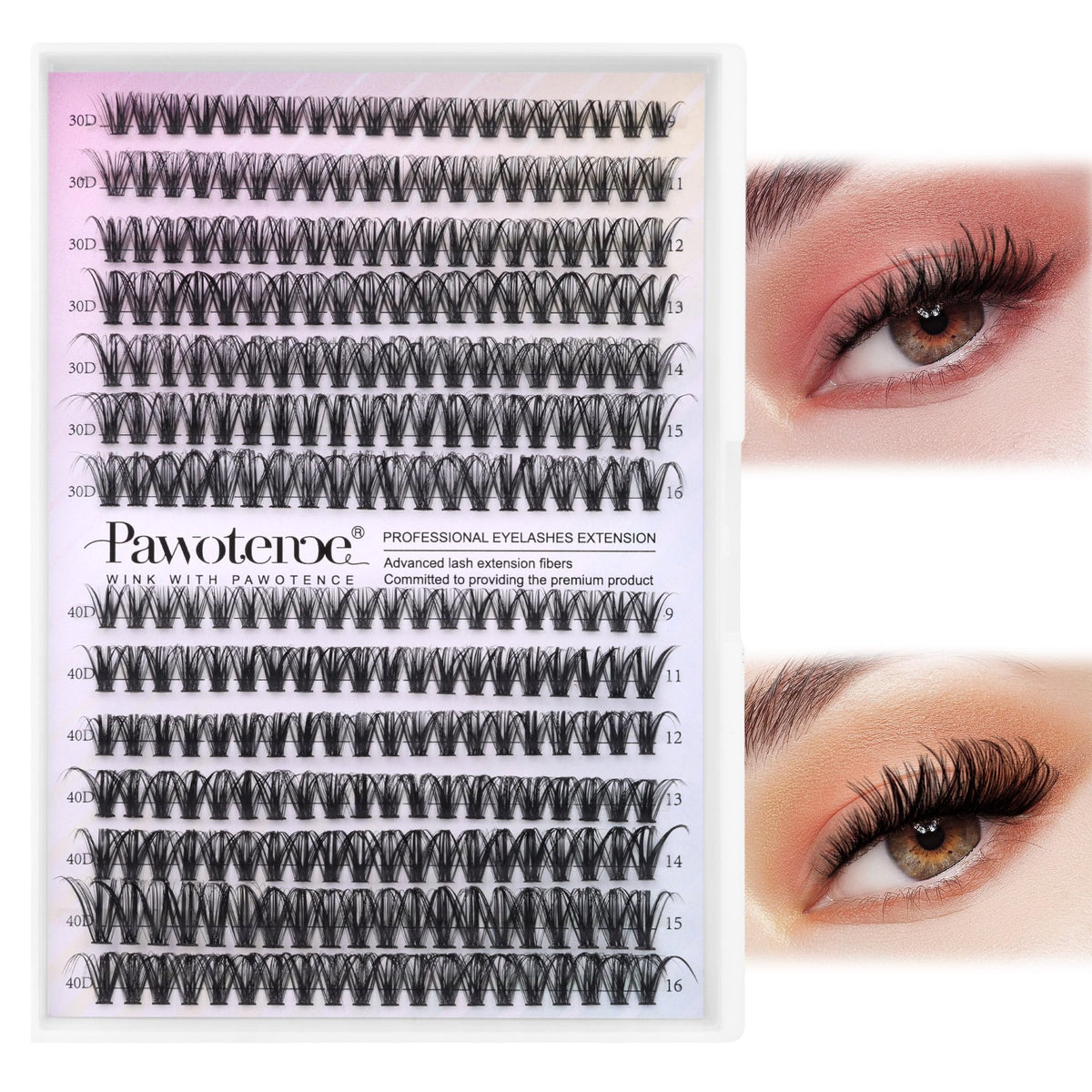 Pawotence Lash Clusters 280pcs pack front view