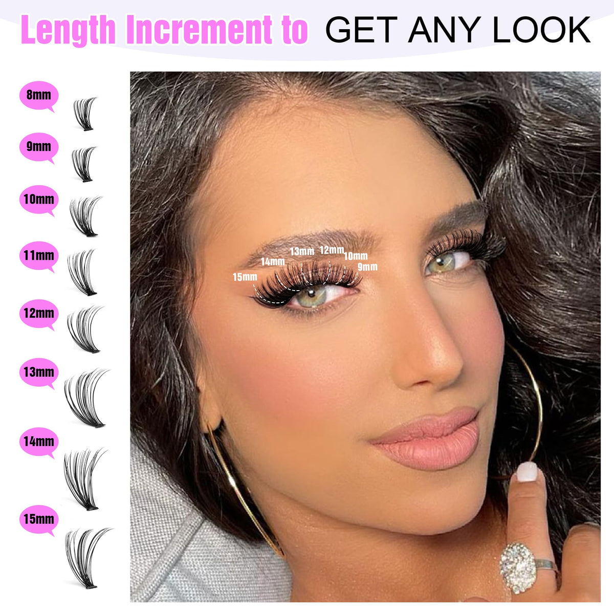 Pawotence Lash Clusters 30D 8-15mm individual lashes display