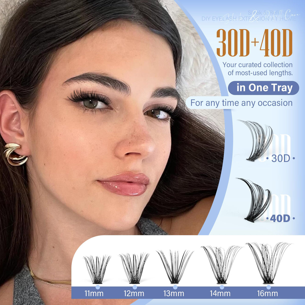 Pawotence Lash Clusters 30D and 40D lash fibres close-up