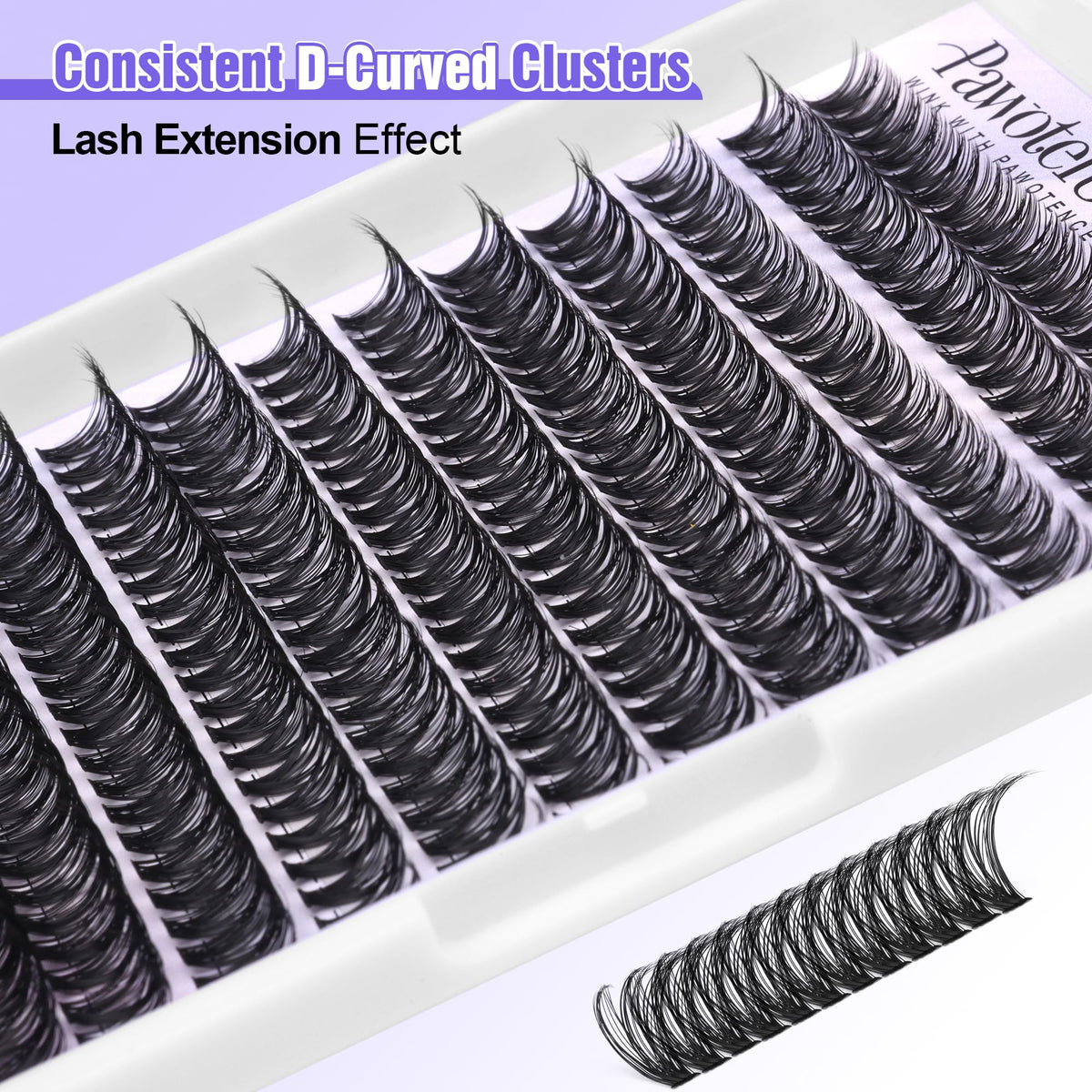 Pawotence Lash Clusters 40D side view of lash clusters