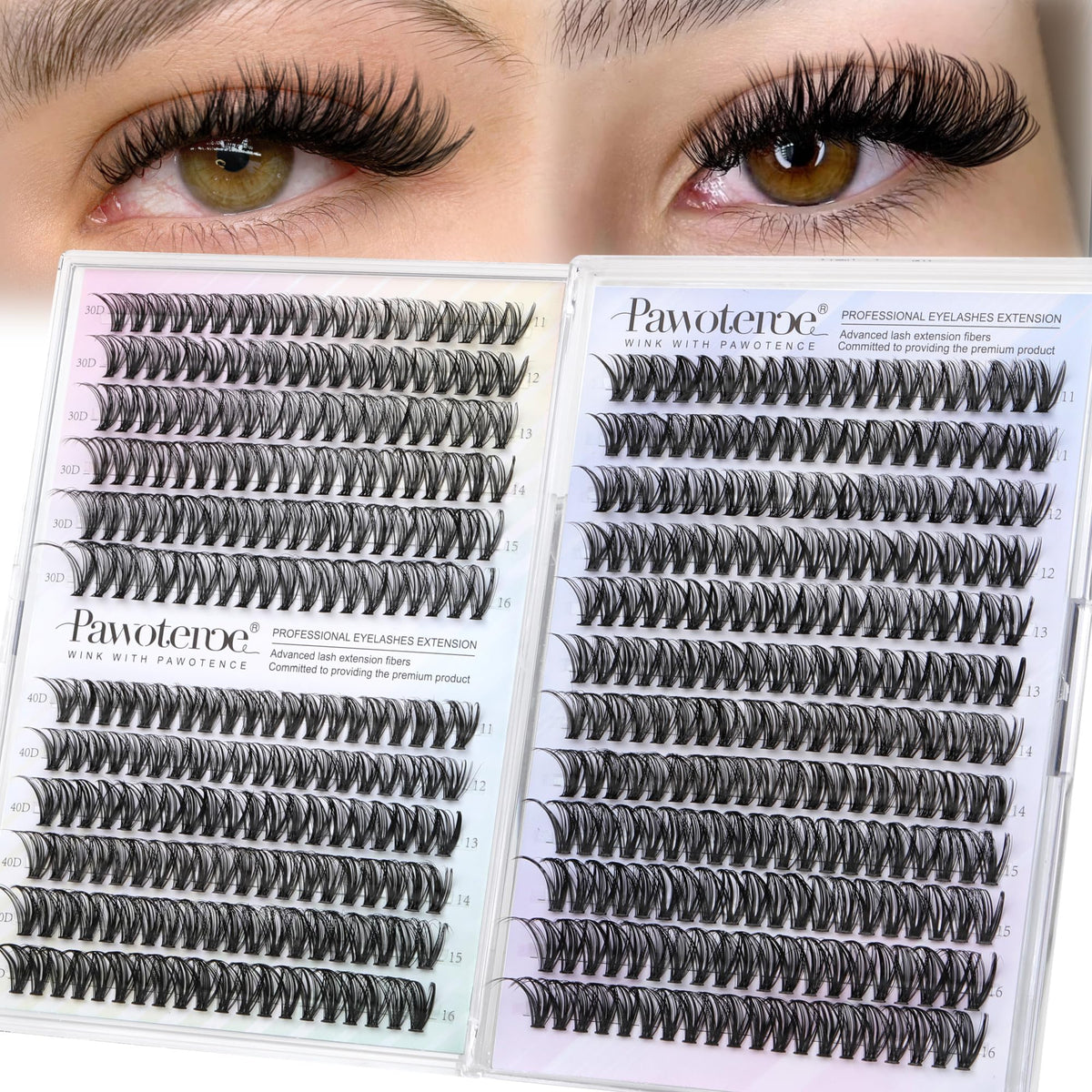 Pawotence Lash Clusters 480pcs front view packaging