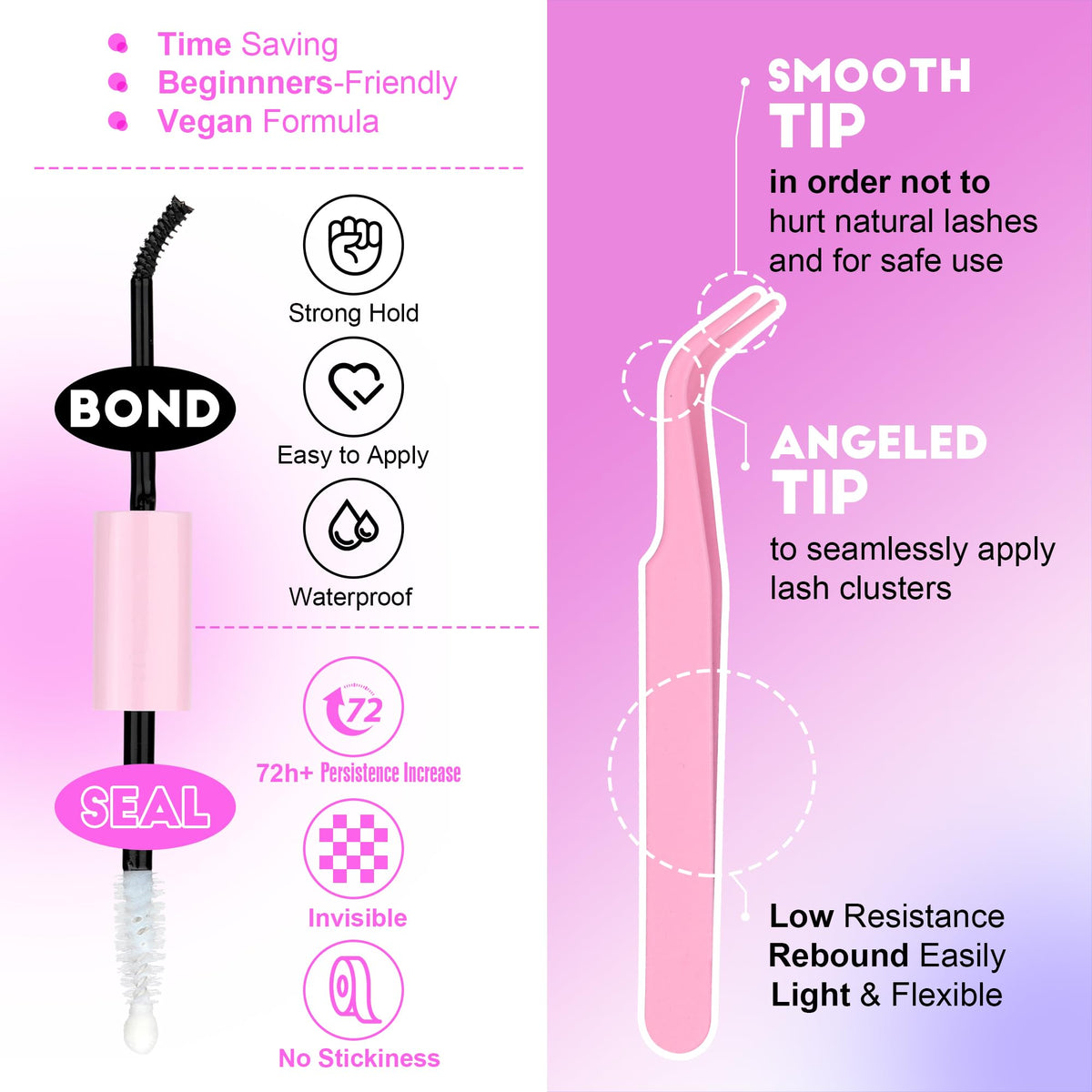 Pawotence lash clusters displayed in a variety of styles