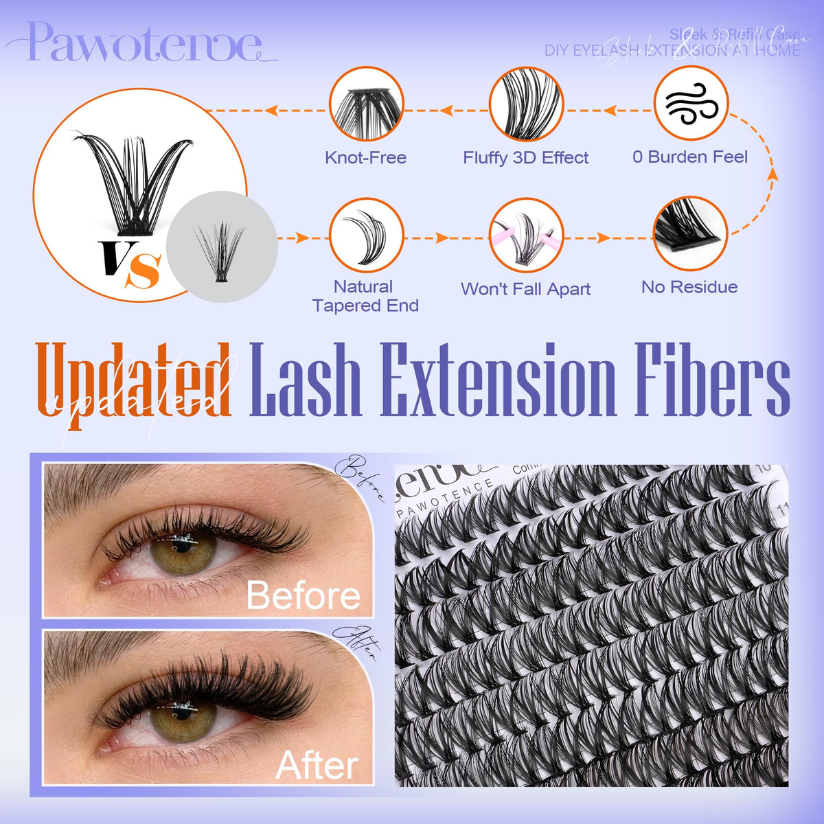 Pawotence Lash Clusters displayed on a makeup table