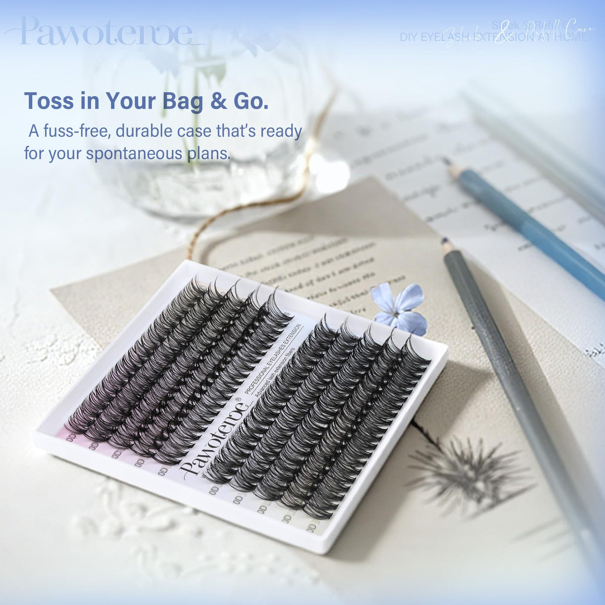 Pawotence Lash Clusters in beauty setup with tools