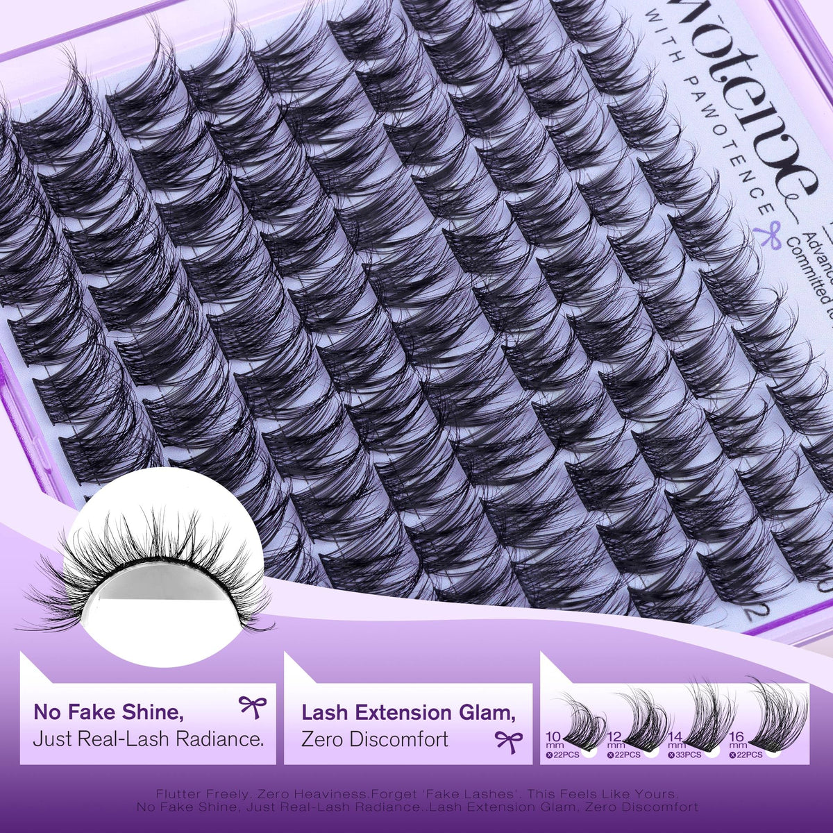 Pawotence lash clusters in hand for scale
