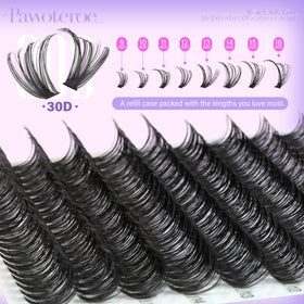 Pawotence Lash Clusters in use on a model's eyes