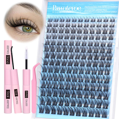 Pawotence Lash Clusters Kit 154pcs with lash bond and applicator